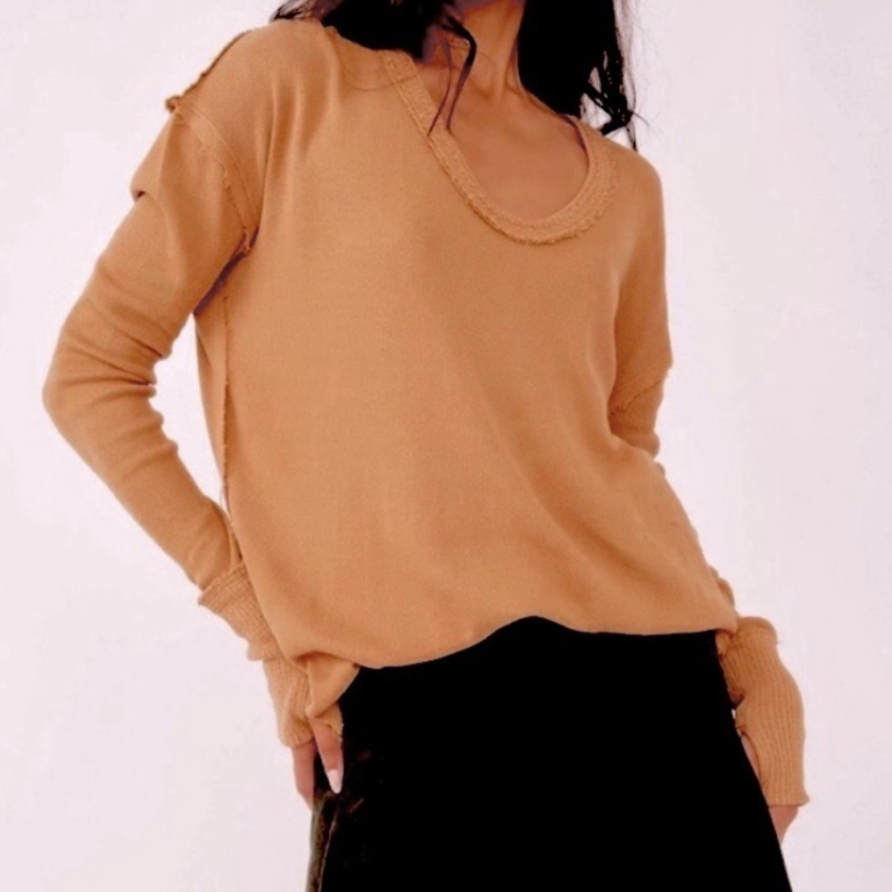 Free People We The Free Women’s Colby Long Sleeve Thermal Tee Top Oversized